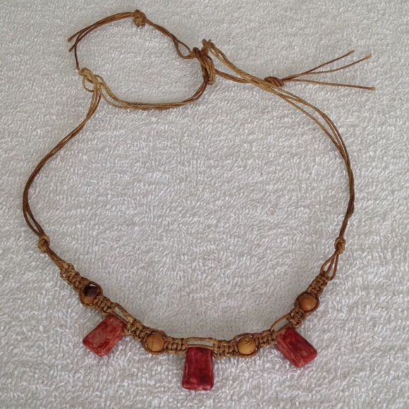 Red Agate Braided String Cord Chain Necklace - Picture 9 of 12